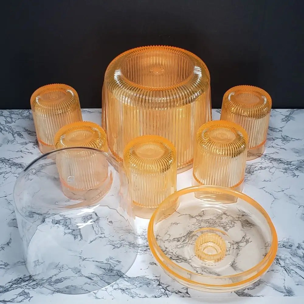 8 Piece Lucite Ice Bucket and Tumbler Set Vintage - Decor