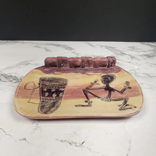 African Hand Carved Stone Elephant Trinket Dish Vintage Decor