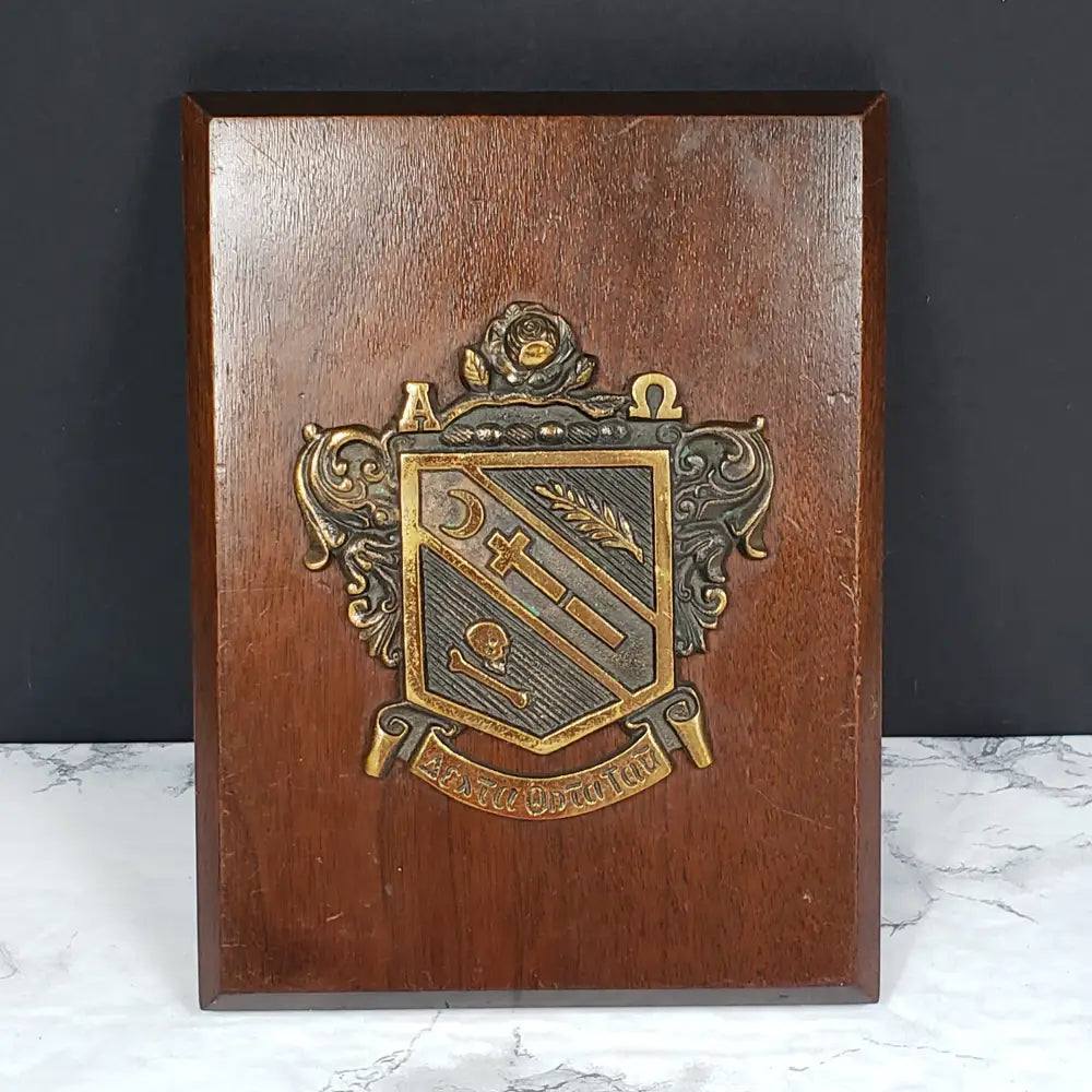Alpha Omega Delta Theta Tau Sorority Bronze Wood Wall Plaque Antique Collectibles