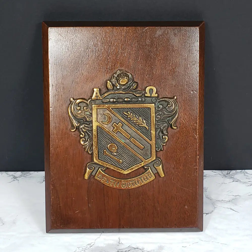 Alpha Omega Delta Theta Tau Sorority Bronze Wood Wall Plaque Antique Collectibles