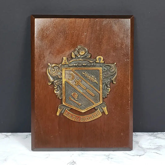 Alpha Omega Delta Theta Tau Sorority Bronze Wood Wall Plaque Antique Collectibles