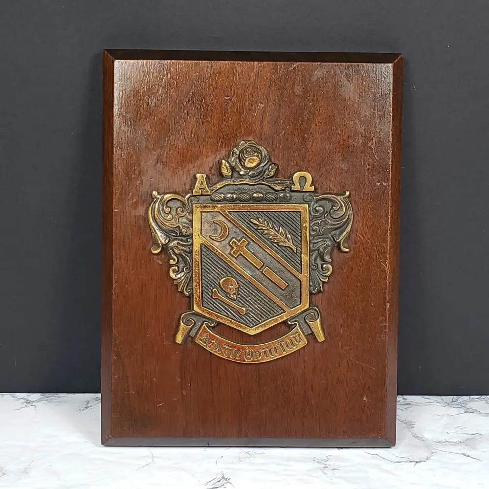 Alpha Omega Delta Theta Tau Sorority Bronze Wood Wall Plaque Antique Collectibles
