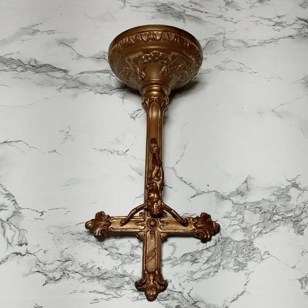 Alter Crucifix Solid Metal ( Vintage ) Decor