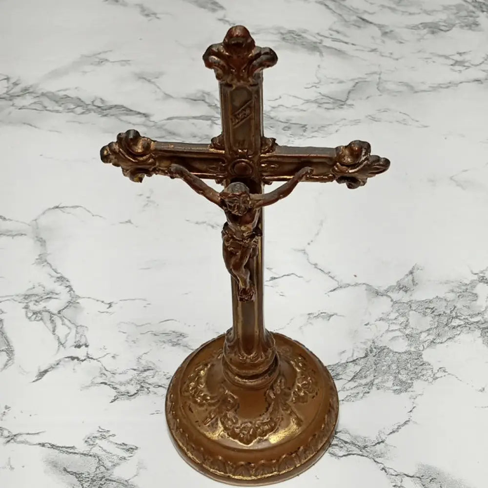 Alter Crucifix Solid Metal ( Vintage ) Decor