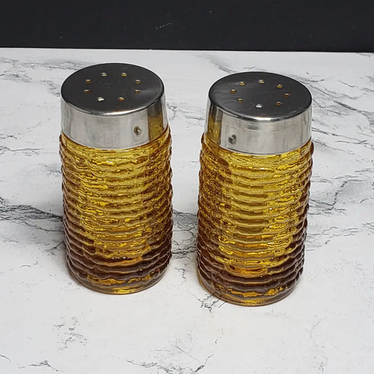 Anchor Hocking Amber Soreno Salt & Pepper Shaker Set (Vintage) Decor
