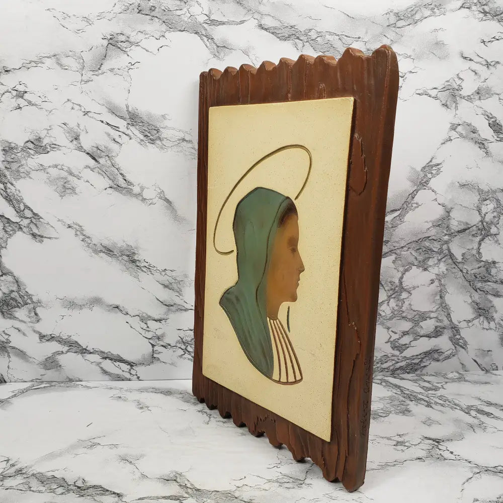 Angeli Artcraft Mary Jesus Reverse Relief Wall Art Vintage Decor