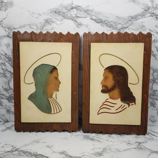 Angeli Artcraft Mary Jesus Reverse Relief Wall Art Vintage Decor