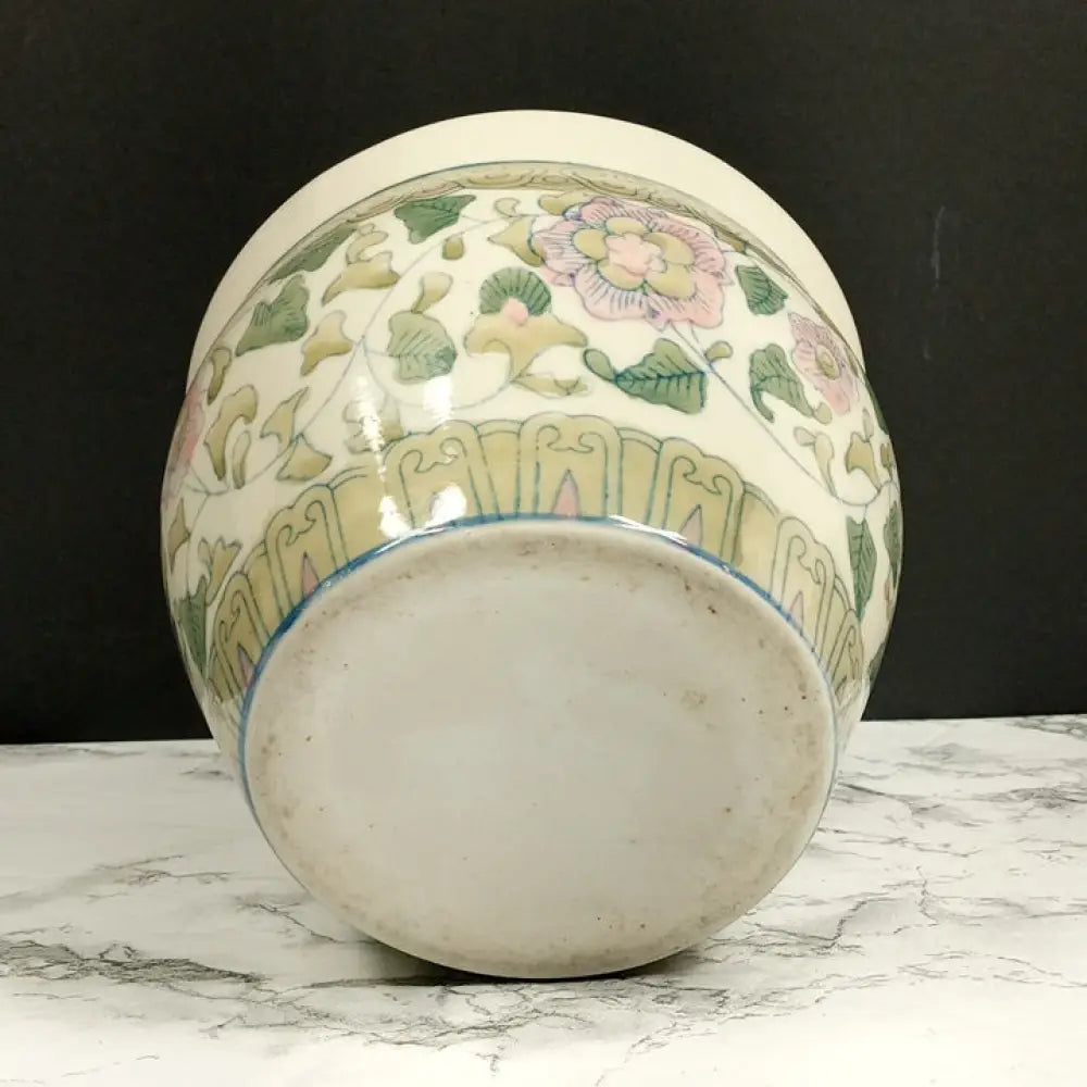 Asian Hand Painted Planter Pot Vintage Decor