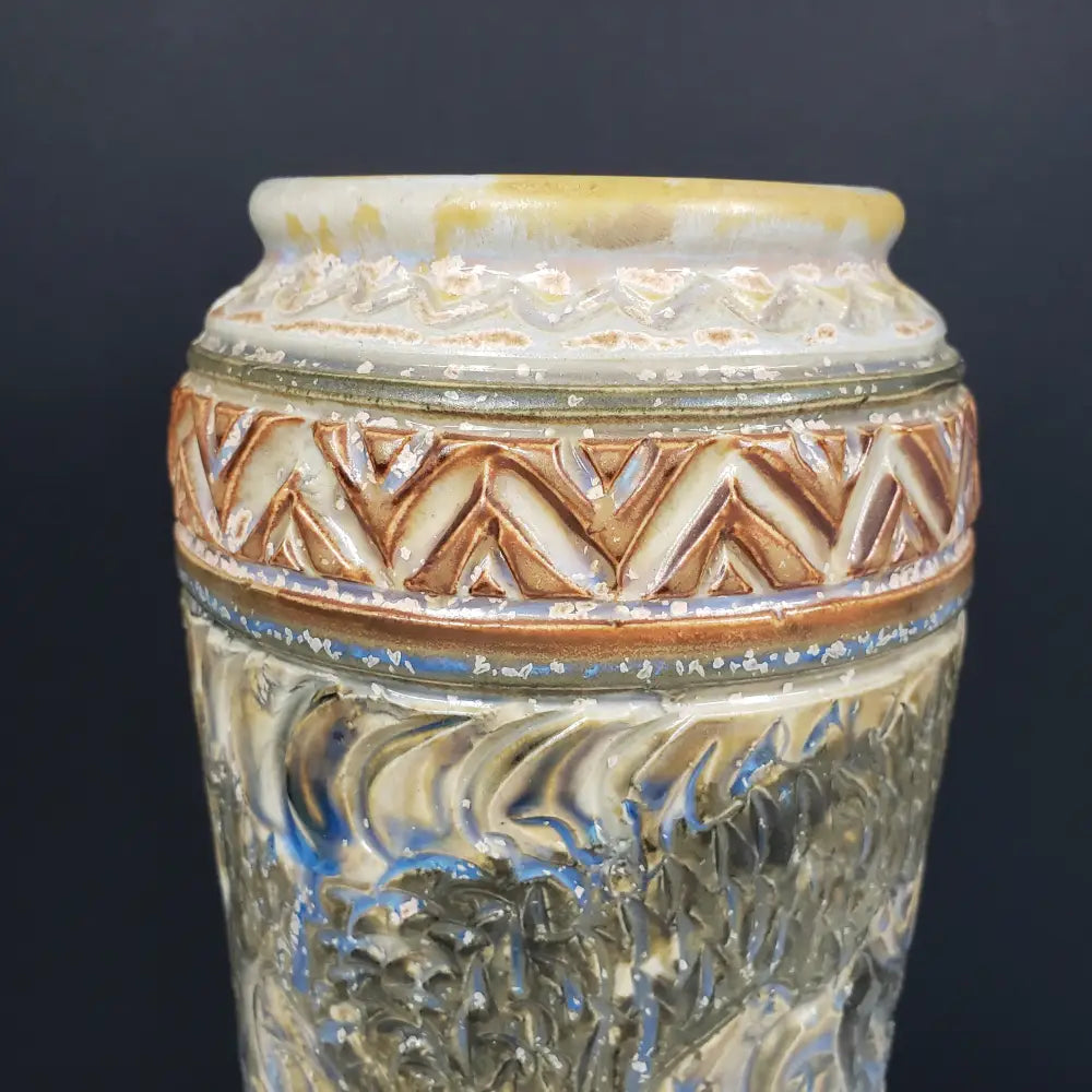 Asian Stoneware Dragon Vase Artist Signed Vintage Vases