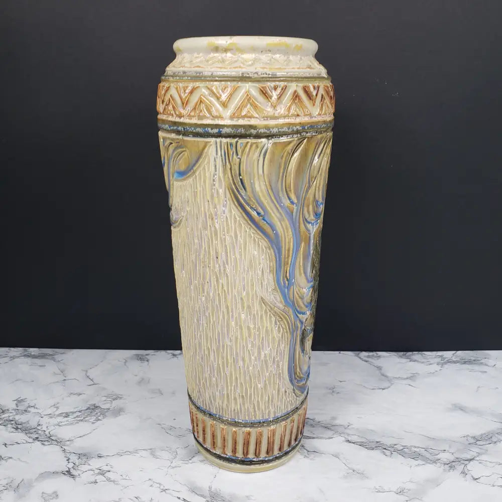 Asian Stoneware Dragon Vase Artist Signed Vintage Vases