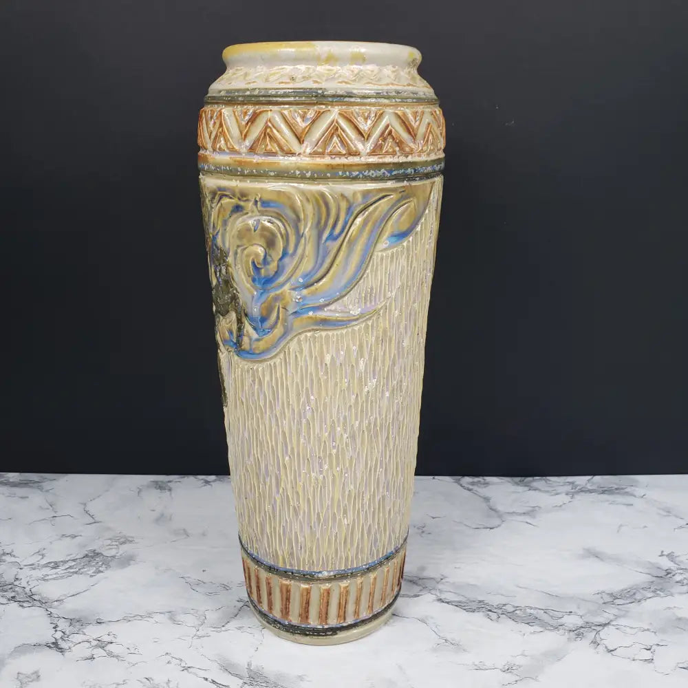 Asian Stoneware Dragon Vase Artist Signed Vintage Vases