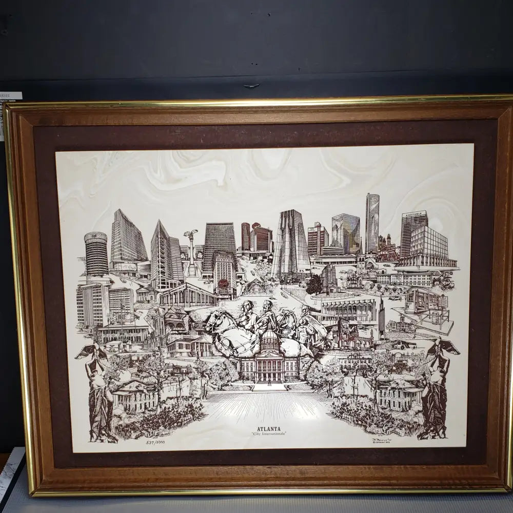 Atlanta Etched Marble Wall Art David Bivens 1975 (Vintage) Decor