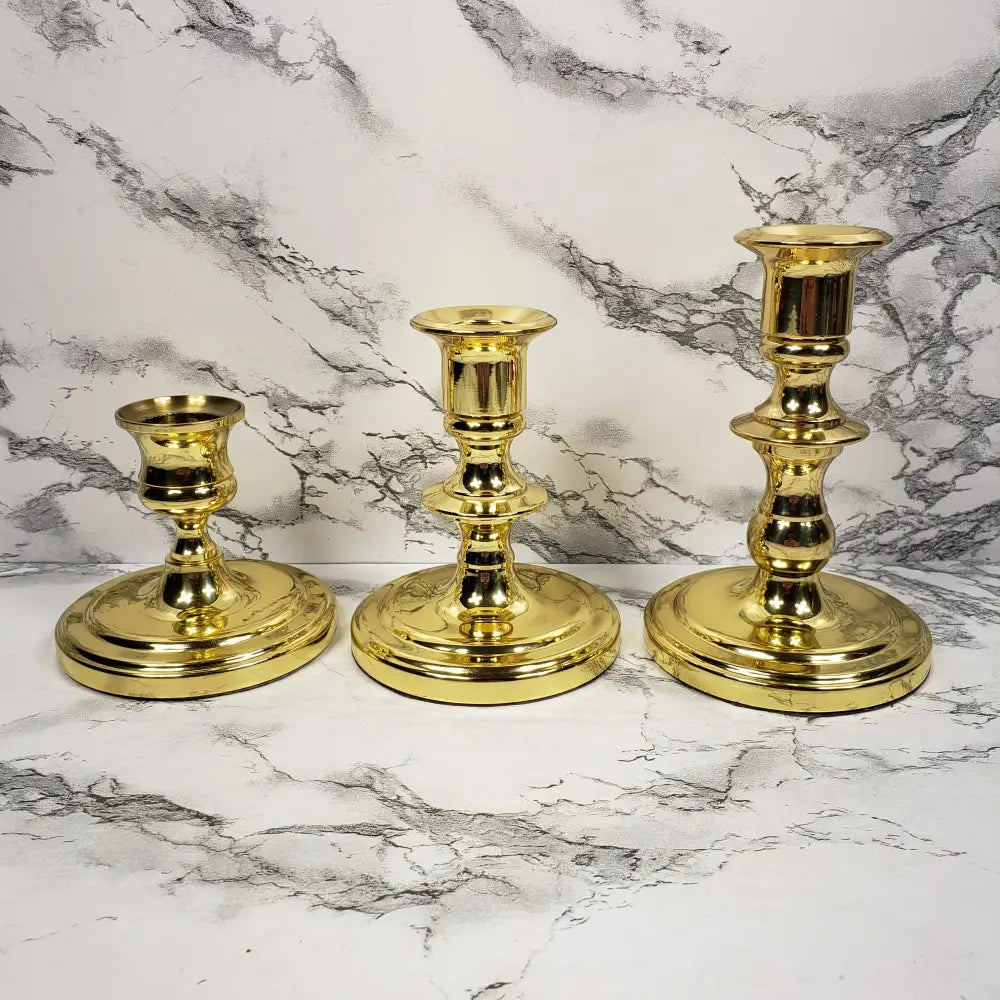 Baldwin Brass Candlesticks Set Of Three Vintage Decor