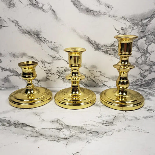 Baldwin Brass Candlesticks Set Of Three Vintage Decor