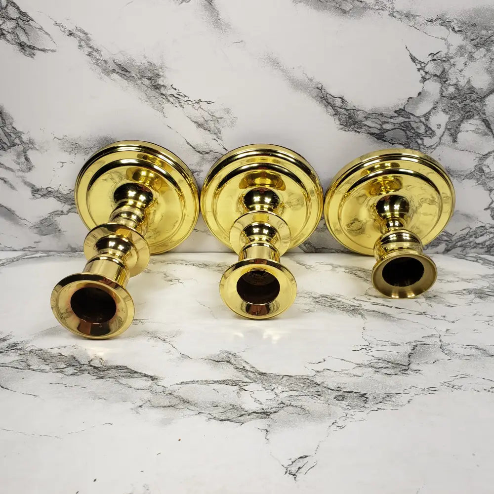 Baldwin Brass Candlesticks Set Of Three Vintage Decor