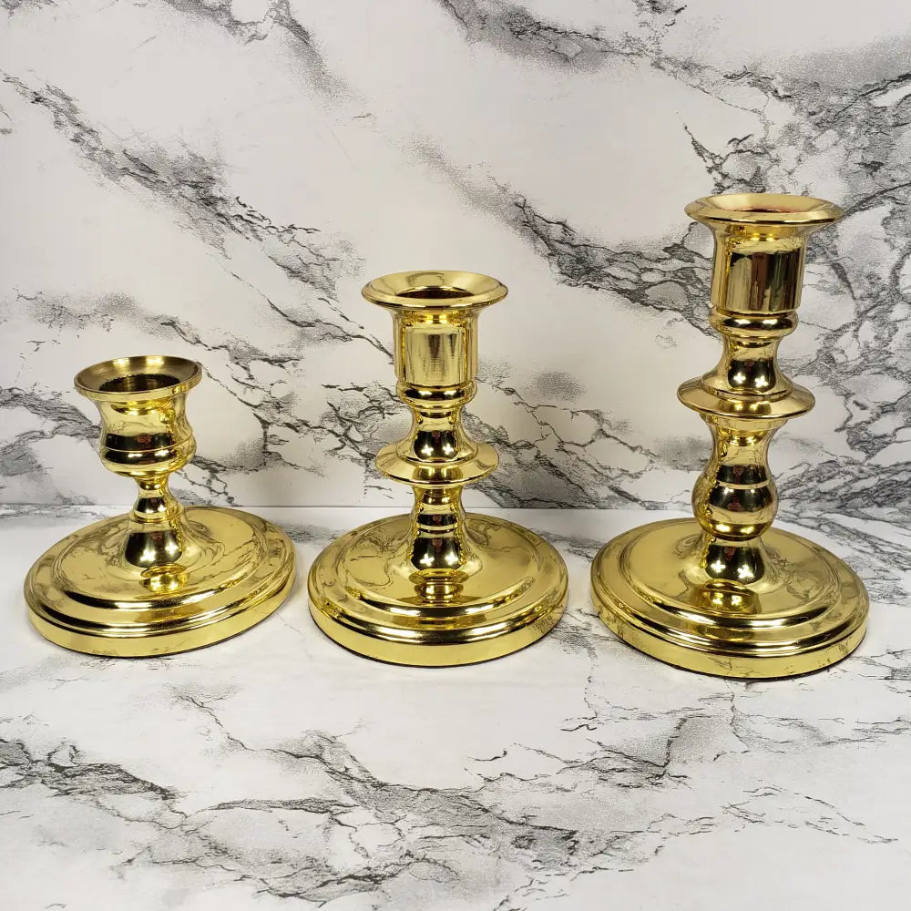 Baldwin Brass Candlesticks Set Of Three Vintage Decor