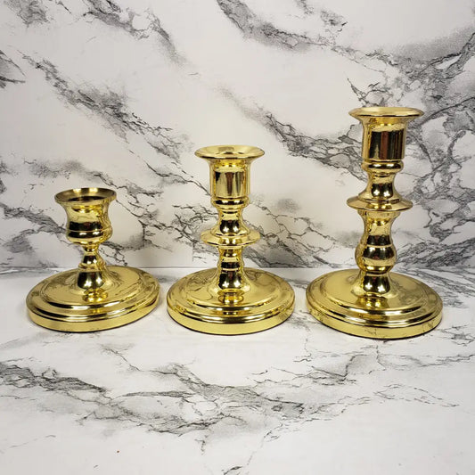 Baldwin Brass Candlesticks Set Of Three Vintage Decor