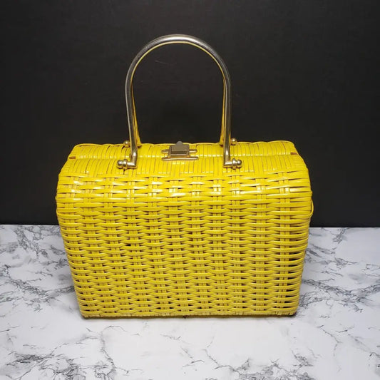 Basket Purse Wood Frame (Vintage) Handbags