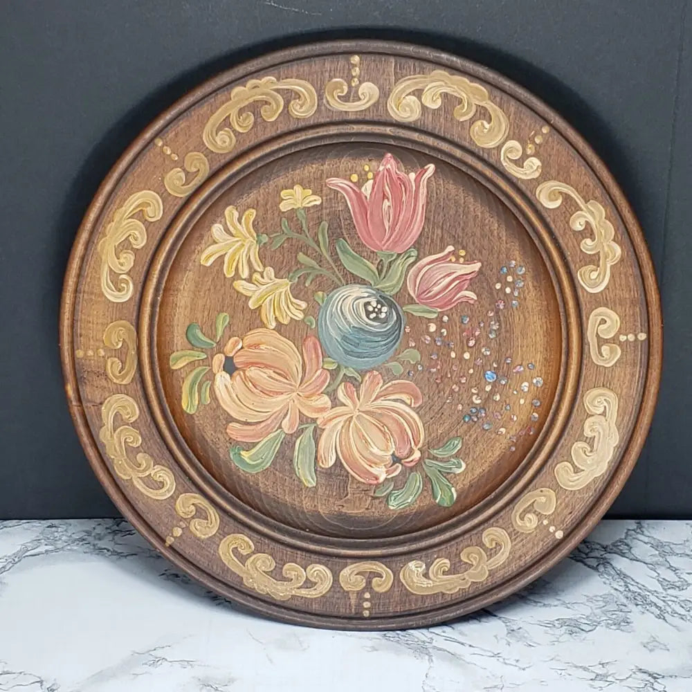 Hand Painted Bavarian Decorative Wood Wall Art Vintage Decor