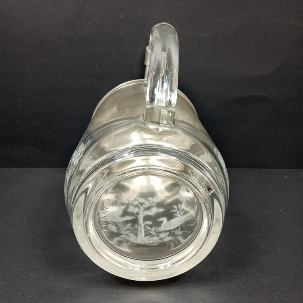 Etched Glass & Pewter Ducks Beer Stein ( Vintage ) Decor