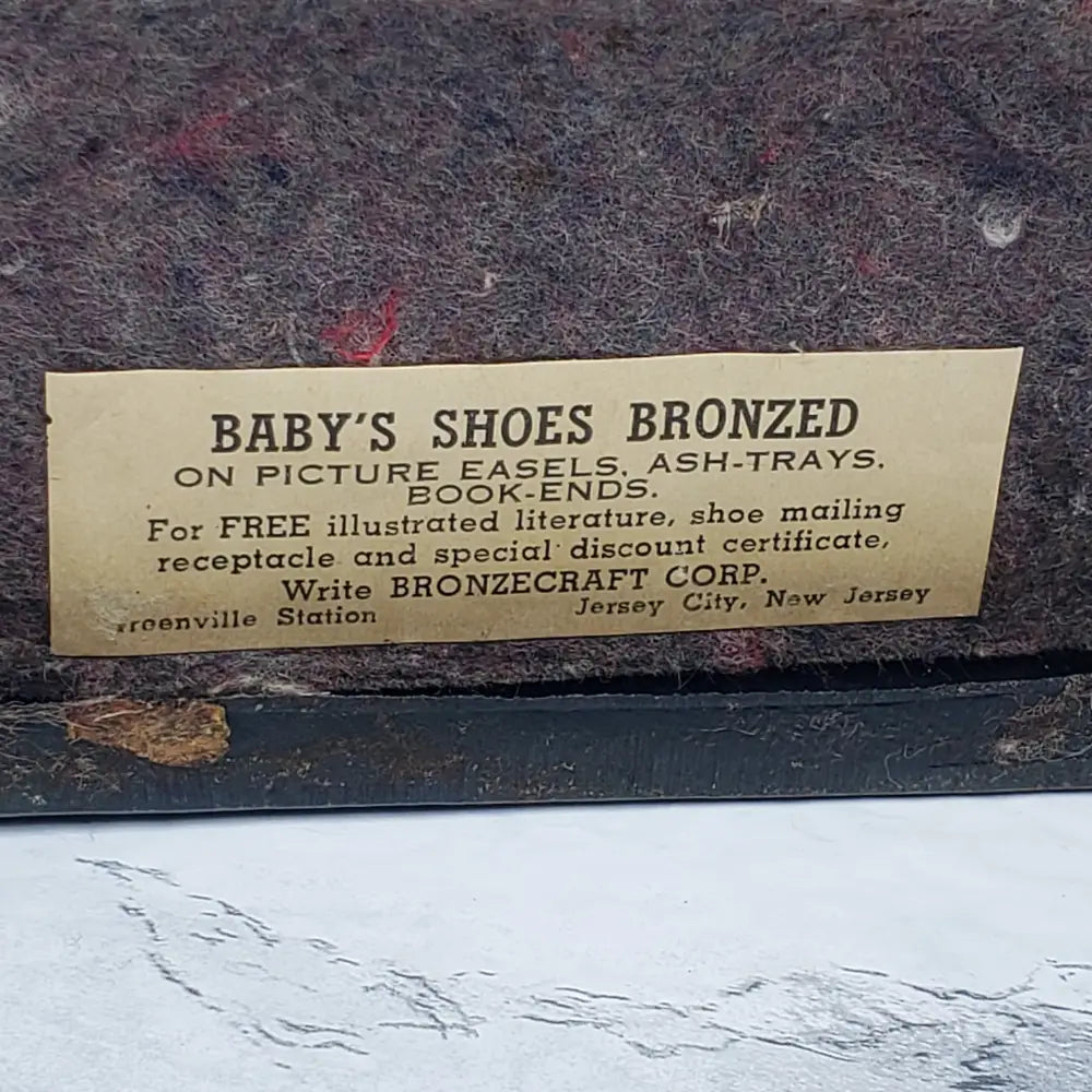 Bookend Pair Bronze Baby Shoes Vintage Decor