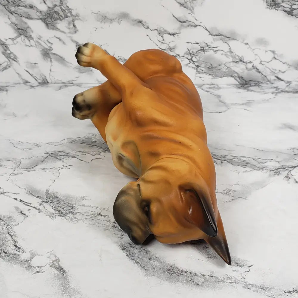 Boxer Dog Porcelain Hand Painted Figurine Mid Century Collectibles