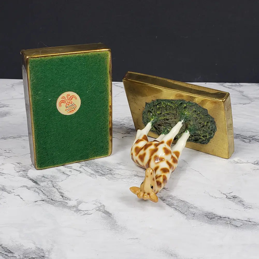 Brass Box Bone China Giraffe Petite Choses Vintage
