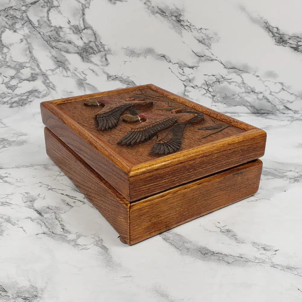 Bridger Trading Wood Box Lidded Ducks Vintage Home & Garden
