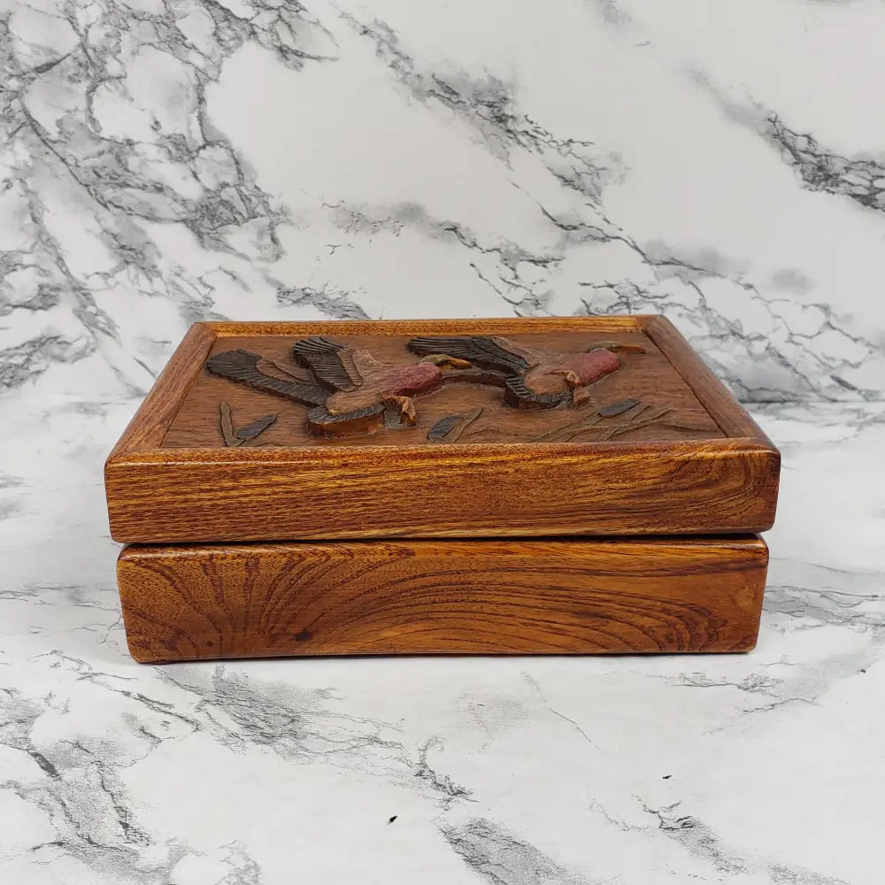 Bridger Trading Wood Box Lidded Ducks Vintage Home & Garden