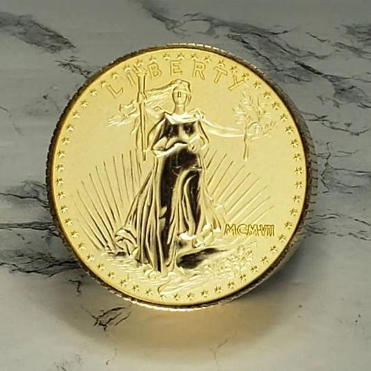 Bulova Gold Coin Stack Desk Alarm Clock Vintage - Decor