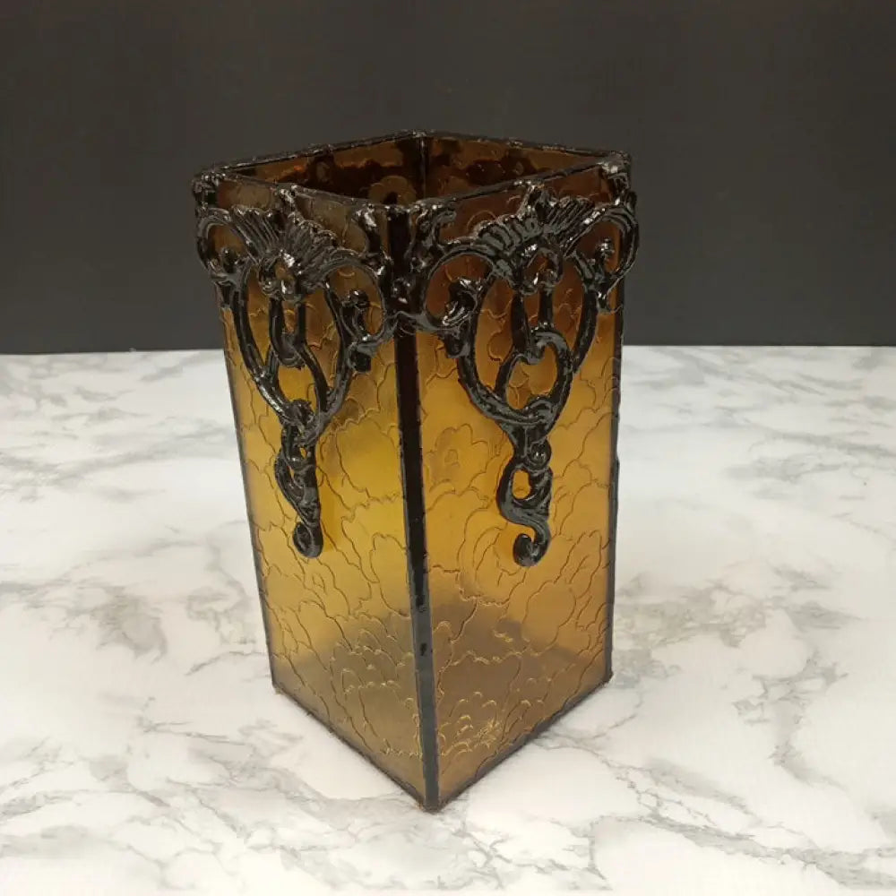 Glass & Cast Metal Candle Holder ( Vintage ) Decor