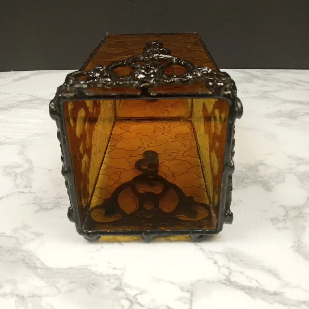 Glass & Cast Metal Candle Holder ( Vintage ) Decor