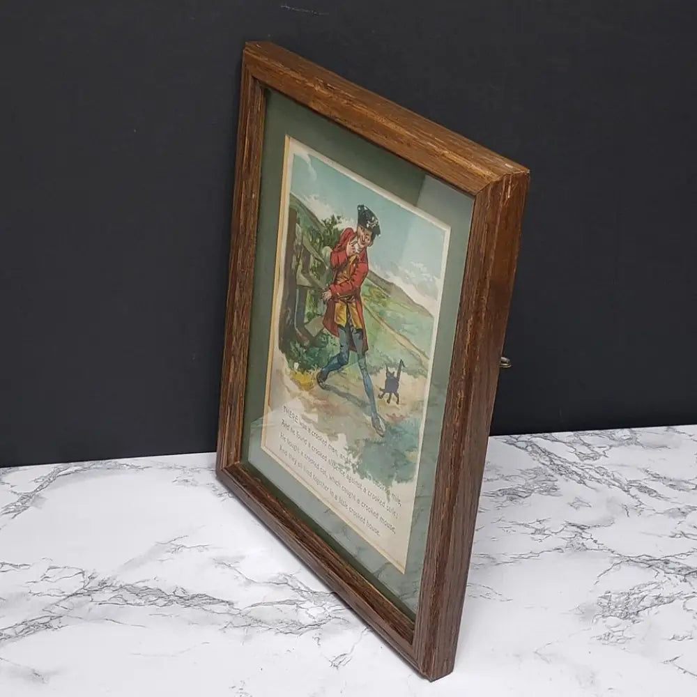 Framed Crooked Man Nursery Rhyme Vintage Book Page - Decor