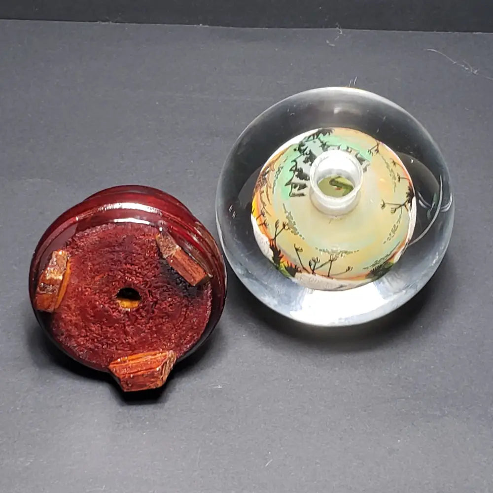 Crystal Ball Reverse Painted Herrons ( Vintage )
