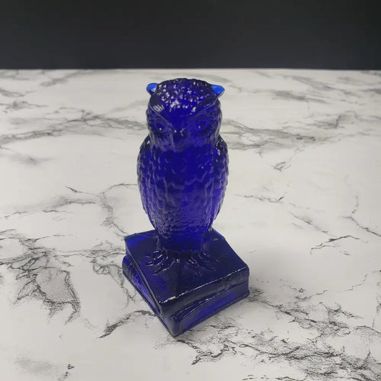 Degenhart Cobalt Blue Wise Owl Paperweight Vintage Decor
