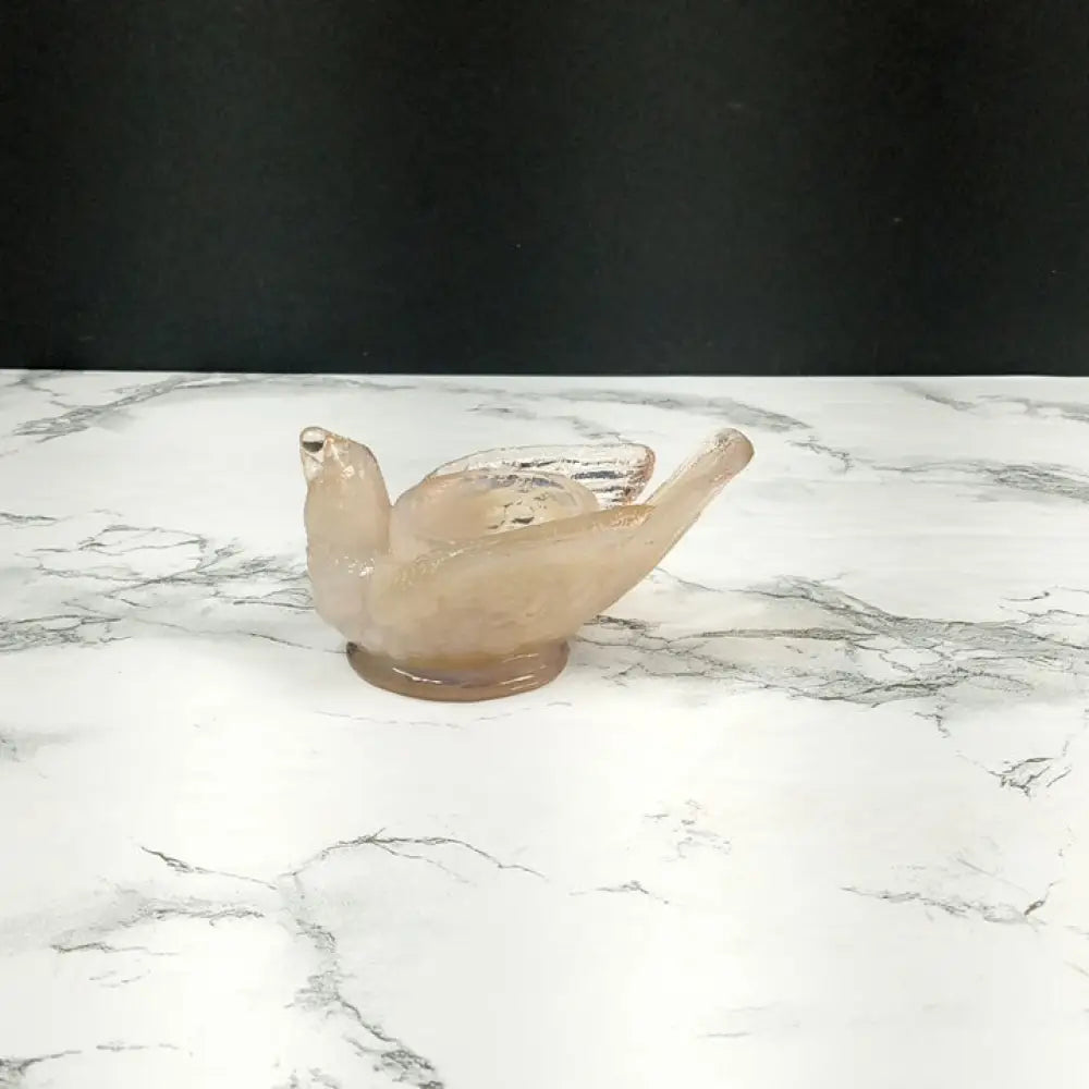 Degenhart Glass Bird & Berry Trinket Paperweight Open Salt Vtg Decor