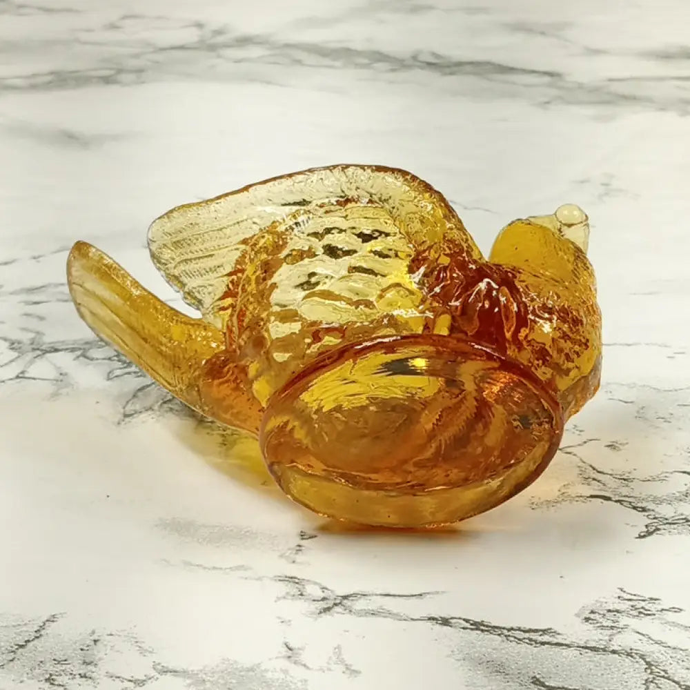 Degenhart Glass Bird & Berry Trinket Paperweight Open Salt Vtg Decor