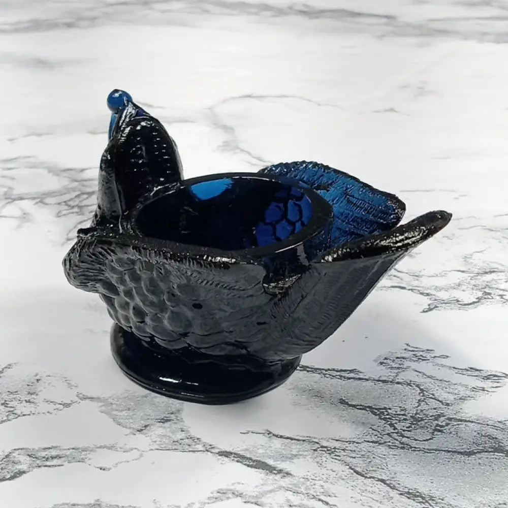 Degenhart Glass Bird & Berry Trinket Paperweight Open Salt Vtg Decor