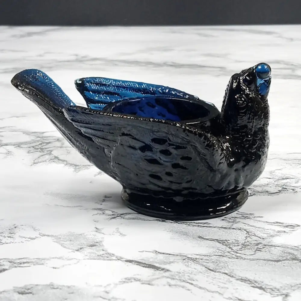 Degenhart Glass Bird & Berry Trinket Paperweight Open Salt Vtg Decor
