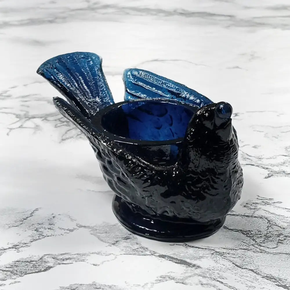 Degenhart Glass Bird & Berry Trinket Paperweight Open Salt Vtg Decor