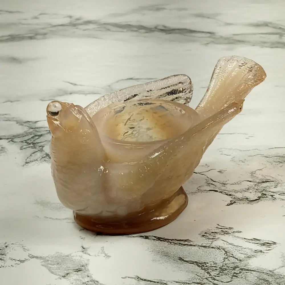 Degenhart Glass Bird & Berry Trinket Paperweight Open Salt Vtg Decor