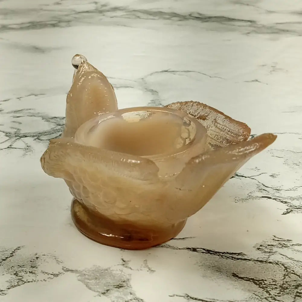 Degenhart Glass Bird & Berry Trinket Paperweight Open Salt Vtg Decor