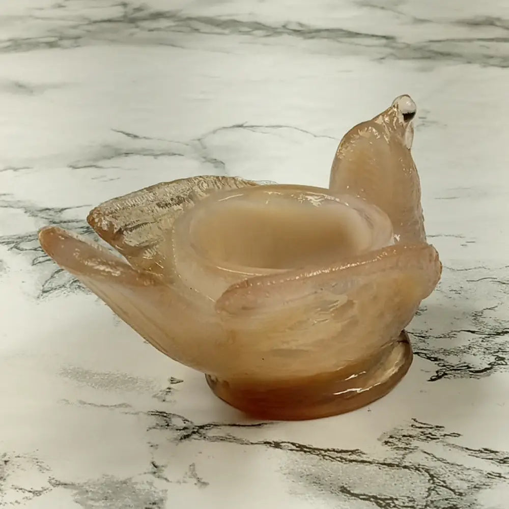 Degenhart Glass Bird & Berry Trinket Paperweight Open Salt Vtg Decor