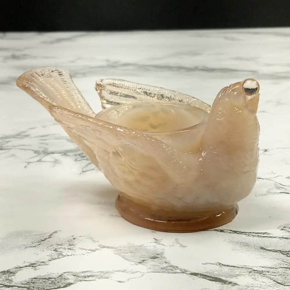 Degenhart Glass Bird & Berry Trinket Paperweight Open Salt Vtg Decor