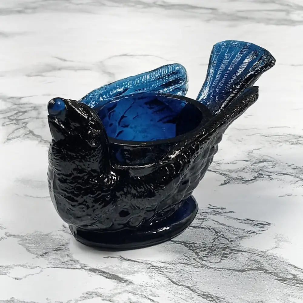 Degenhart Glass Bird & Berry Trinket Paperweight Open Salt Vtg Decor