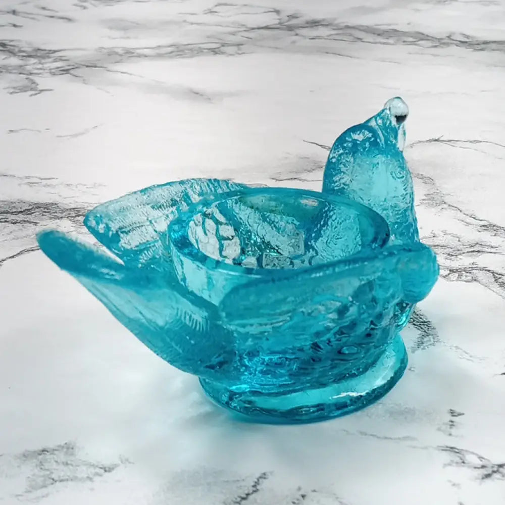 Degenhart Glass Bird & Berry Trinket Paperweight Open Salt Vtg Decor