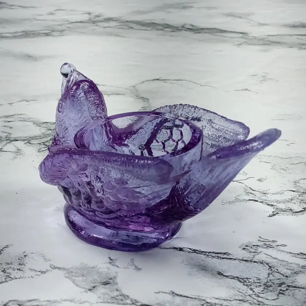 Degenhart Glass Bird & Berry Trinket Paperweight Open Salt Vtg Decor