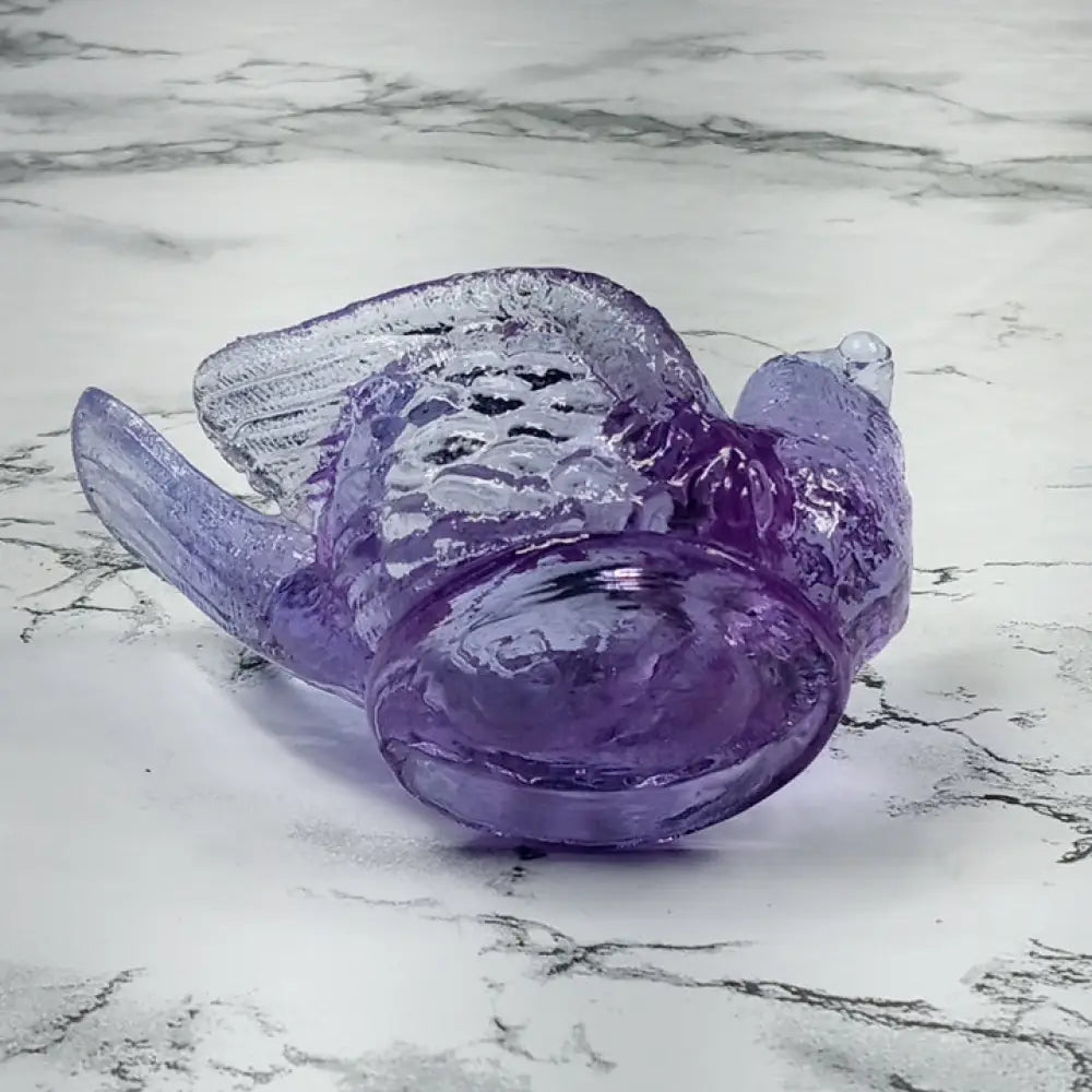 Degenhart Glass Bird & Berry Trinket Paperweight Open Salt Vtg Decor