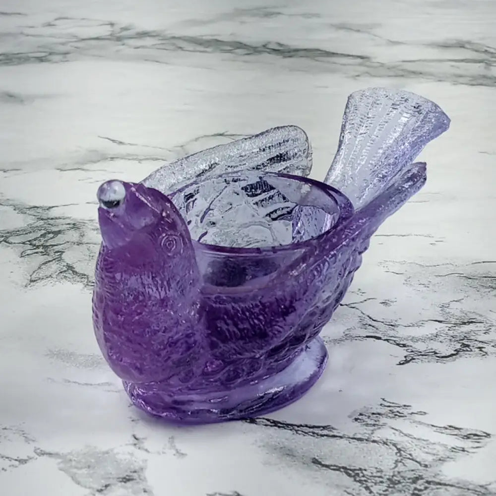 Degenhart Glass Bird & Berry Trinket Paperweight Open Salt Vtg Decor