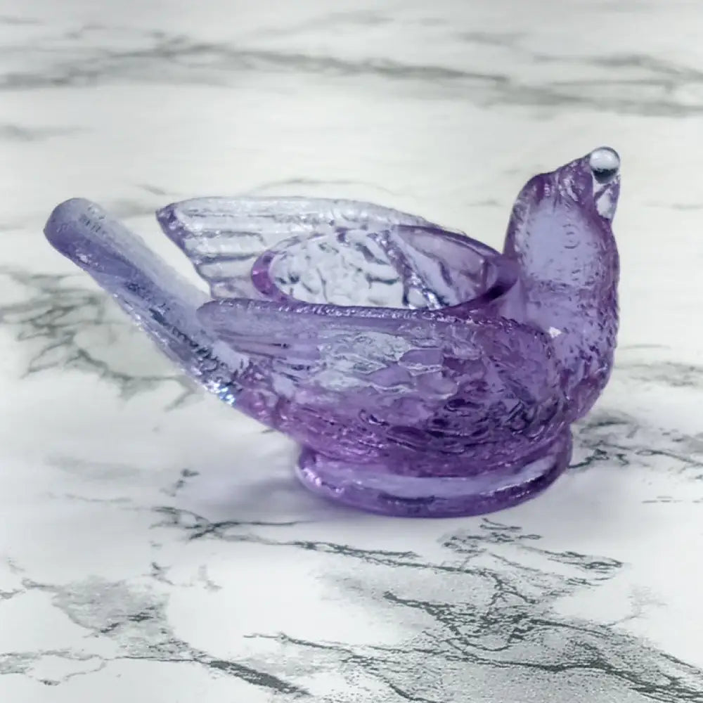 Degenhart Glass Bird & Berry Trinket Paperweight Open Salt Vtg Decor